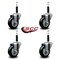 Service Caster 3.5'' Black Poly Wheel Swivel 3/4'' Expanding Stem Caster Set, 4PK SCC-EX20S3514-PPUB-BLK-34-4 - alternate 3